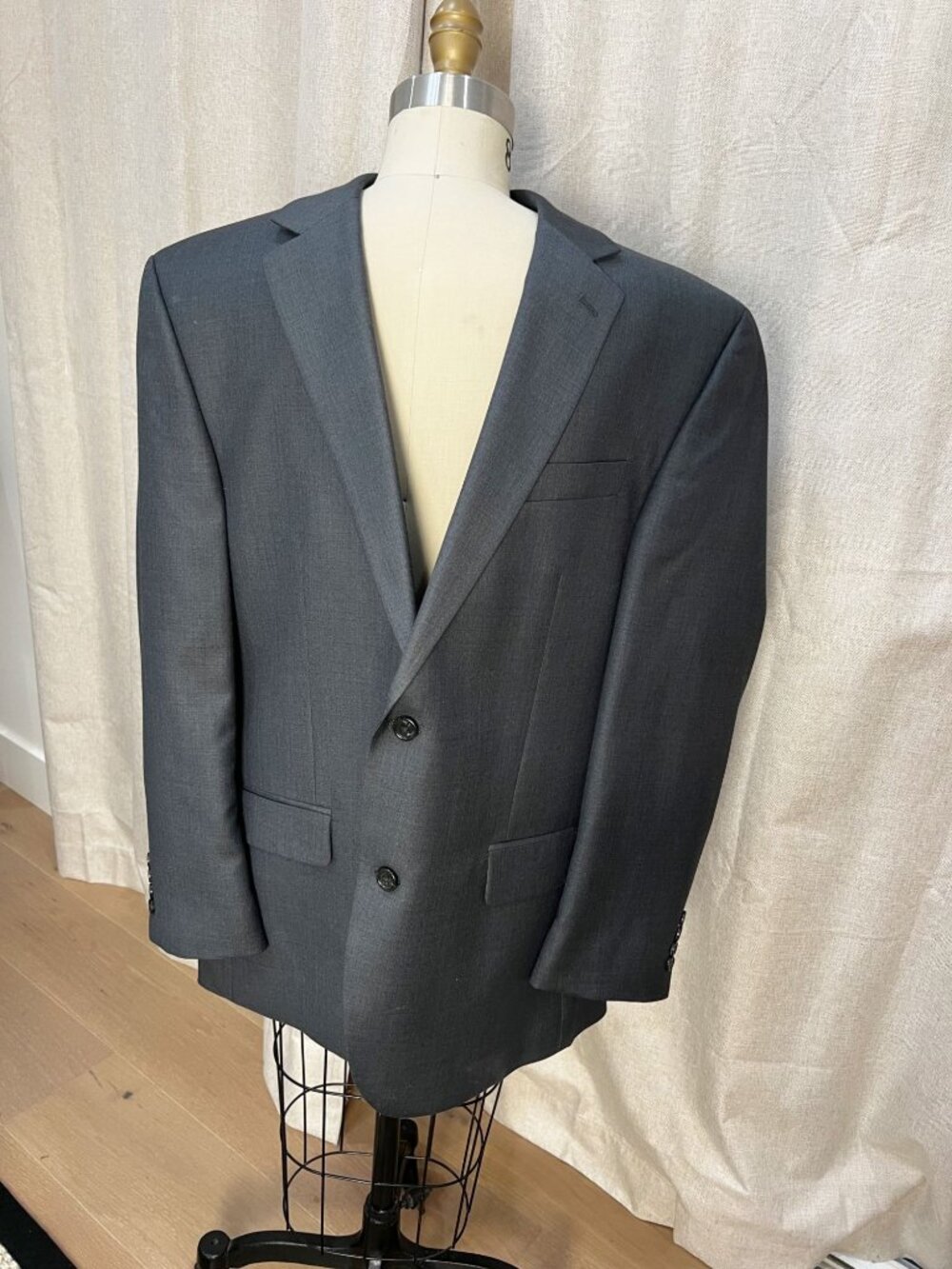 Michael Kors Mens Charcoal Gray Blazer Jacket 2-Button Notch Lapel Size 42R